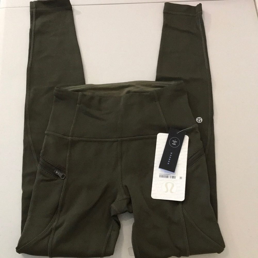 NWT MILT GREEN LULULEMON FIRST MILE TECH TIGHT - 4 - Picture 4 of 8